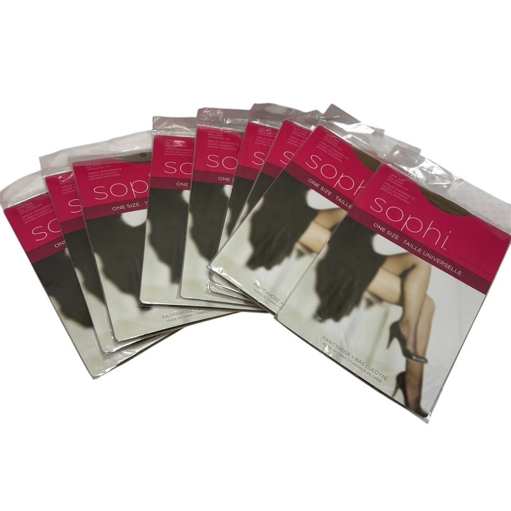 Sophi Day Sheer Reinforced Toe Pantyhose One Size  S/M/L Beige Bundle of 9 NEW